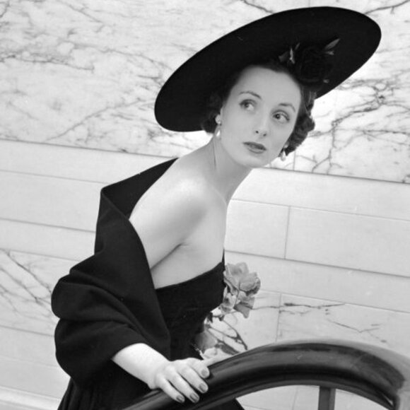 Vintage Black Tilt Hat OS 50s 60s Sonni San Francisco Dior Derby Beetlejuice - Picture 2 of 16